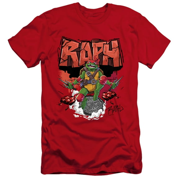 Tales of the Teenage Mutant Ninja Turtles Raph Sewer Unisex Adult Canvas Brand T Shirt, Red, Medium