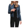 thumbnail image 2 of Jacenvly Fall Blazers for Women Lapels Long Sleeve Cropped Leather Jacket Zipper Solid Cardigan Coat Soft Comfort Casual Fashion Slimming Blouse, 2 of 6
