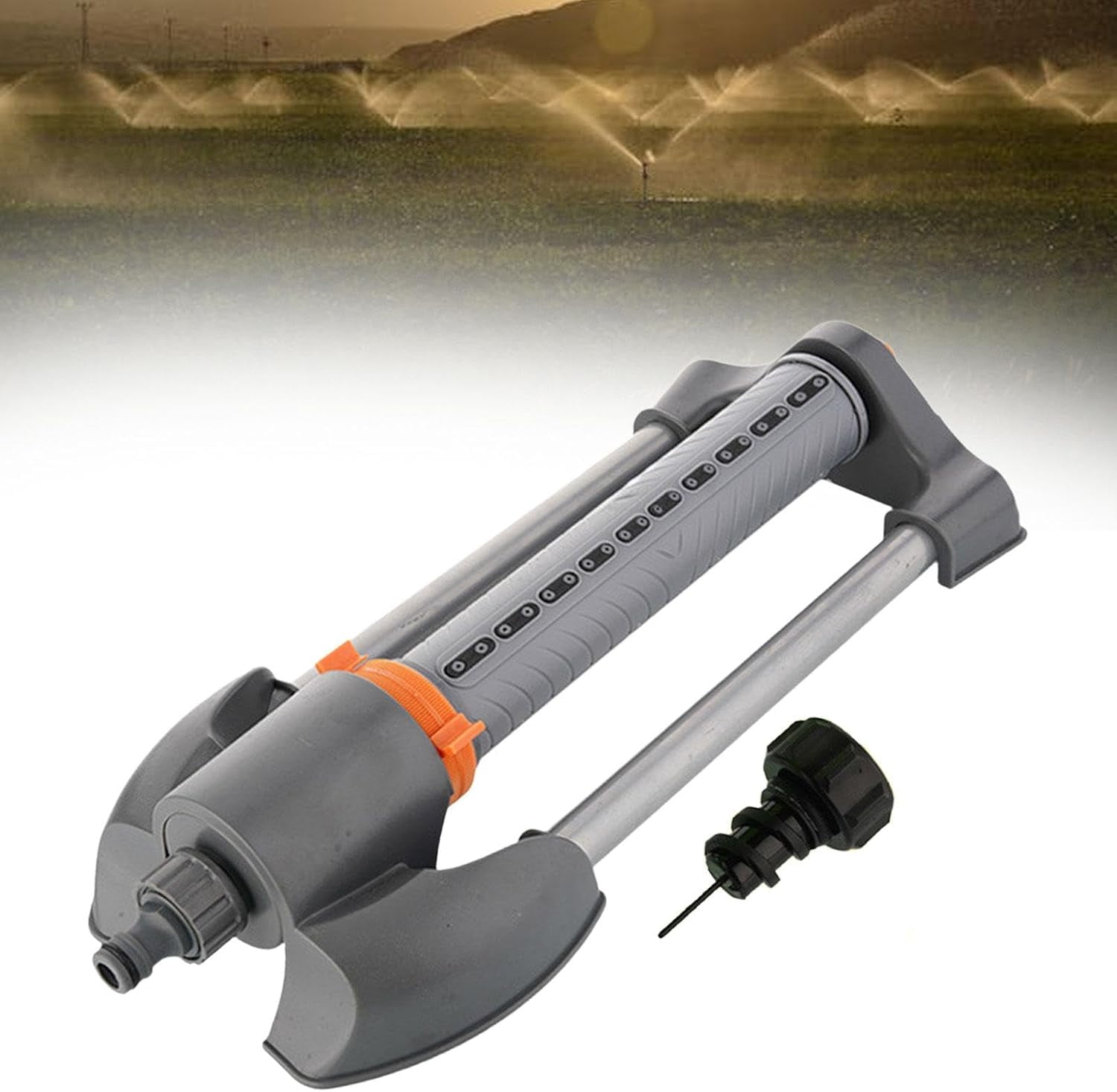 Oscillating Sprinkler Water Sprinkler, Improve Irrigation Efficiency, Water Saving Lawn Sprinkler Multifunctional for Garden, Gray 20 Holes