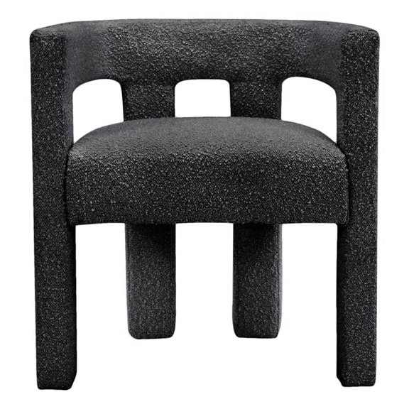 Maklaine Wool Fabric Dark Gray Accent Chair Rounded Back 25" W x 21" D x 27" H Assembled