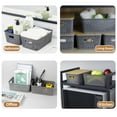 thumbnail image 4 of Small Plastic Storage Bins with Bamboo Lids - Decorative Storage Containers Bonlting Stackable Storage Baskets with Label for Organizing Shelves Drawers Desktop Closet Playroom Office (Grey, 6 Pack), 4 of 9