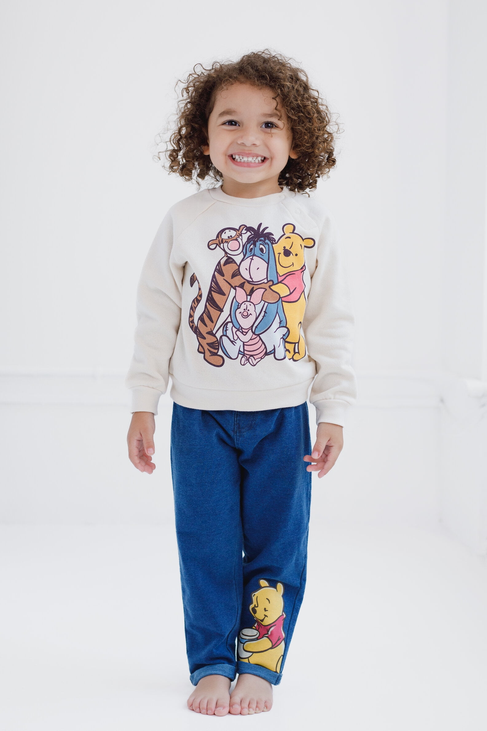 Disney Winnie the Pooh Eeyore Tigger Fleece Sweatshirt and Denim Pants Outfit Set Newborn to Toddler