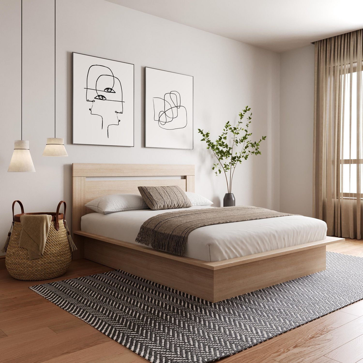 Nexera Malibu Platform Bed with Headboard