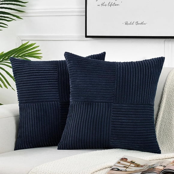 2 Packs de Fundas de Almohada Decorativas Bohemias para Sofá, Cama, Decoración Del Hogar, 18x18 Pulgadas, Azul Oscuro