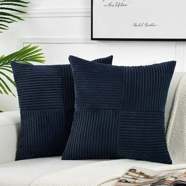 2 Packs de Fundas de Almohada Decorativas Bohemias para Sofá, Cama, Decoración Del Hogar, 18x18 Pulgadas, Azul Oscuro