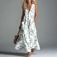 thumbnail image 2 of fheaev Womens Summer Maxi Dress Tank Sleeveless V Neck Button Down Casual Floral Loose Beach Vacation Sundress with Pockets Multicolor XL, 2 of 7