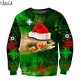 thumbnail image 3 of HX-sudaderas con capucha de pesca para hombre, gorros de Papá Noel feos con estampado 3D de trucha y pez, jersey con cremallera, chaqueta informal, abrigos, envío directo, 3 of 3