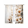 thumbnail image 2 of Sheer Curtains 63 Inches Long, Spring Floral Light Filtering Window Curtains for Living Room, Daisy Summer Botanical Vintage Flowers Rod Pocket Voile Sheer Curtain Drapes, 52"W x 63"L, 2 Panels, 2 of 8