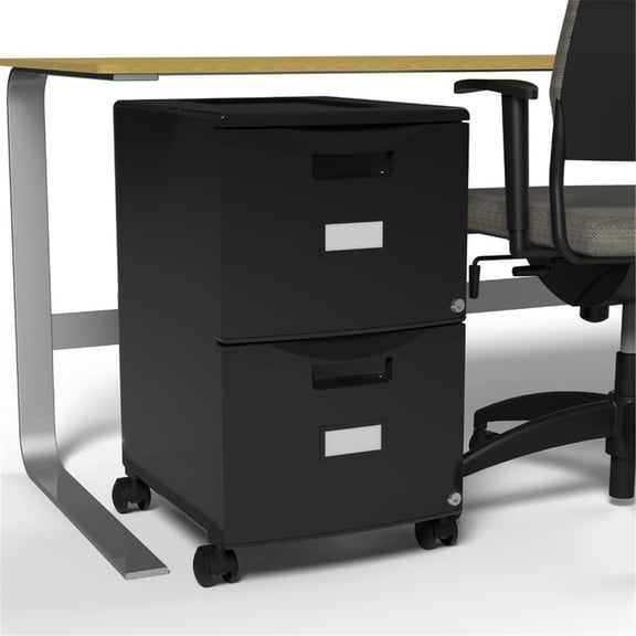Homestock Naturally Nice Mobile Filing Cabinet, Black/Teal, Functional Lightweight Storage Solution With Locking Casters For Easy Mobility And Secure Filing - 26"H X 14.75"W X 18.25"D, 19.18 Lbs