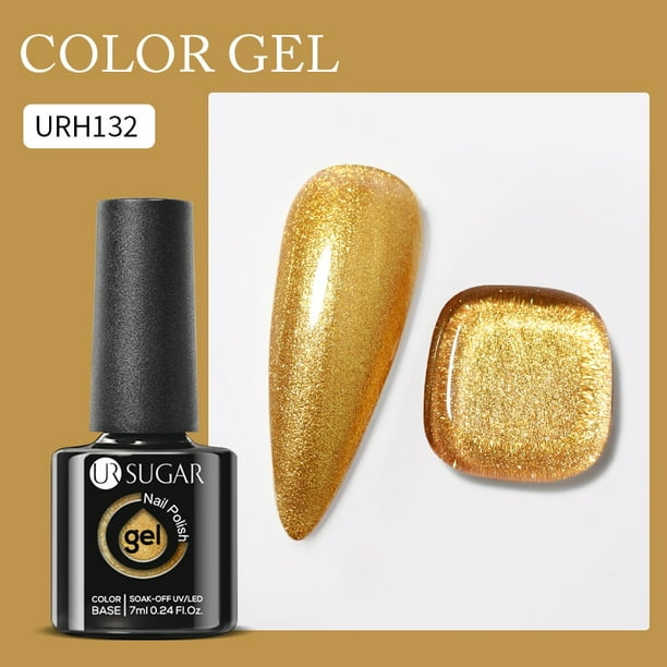 UR SUGAR 7ml Brillo reflectante Goma Base Gel Esmalte de uñas Botella de vidrio Lentejuelas brillantes Soak Off Gel UV para manicura Dengxun unisex