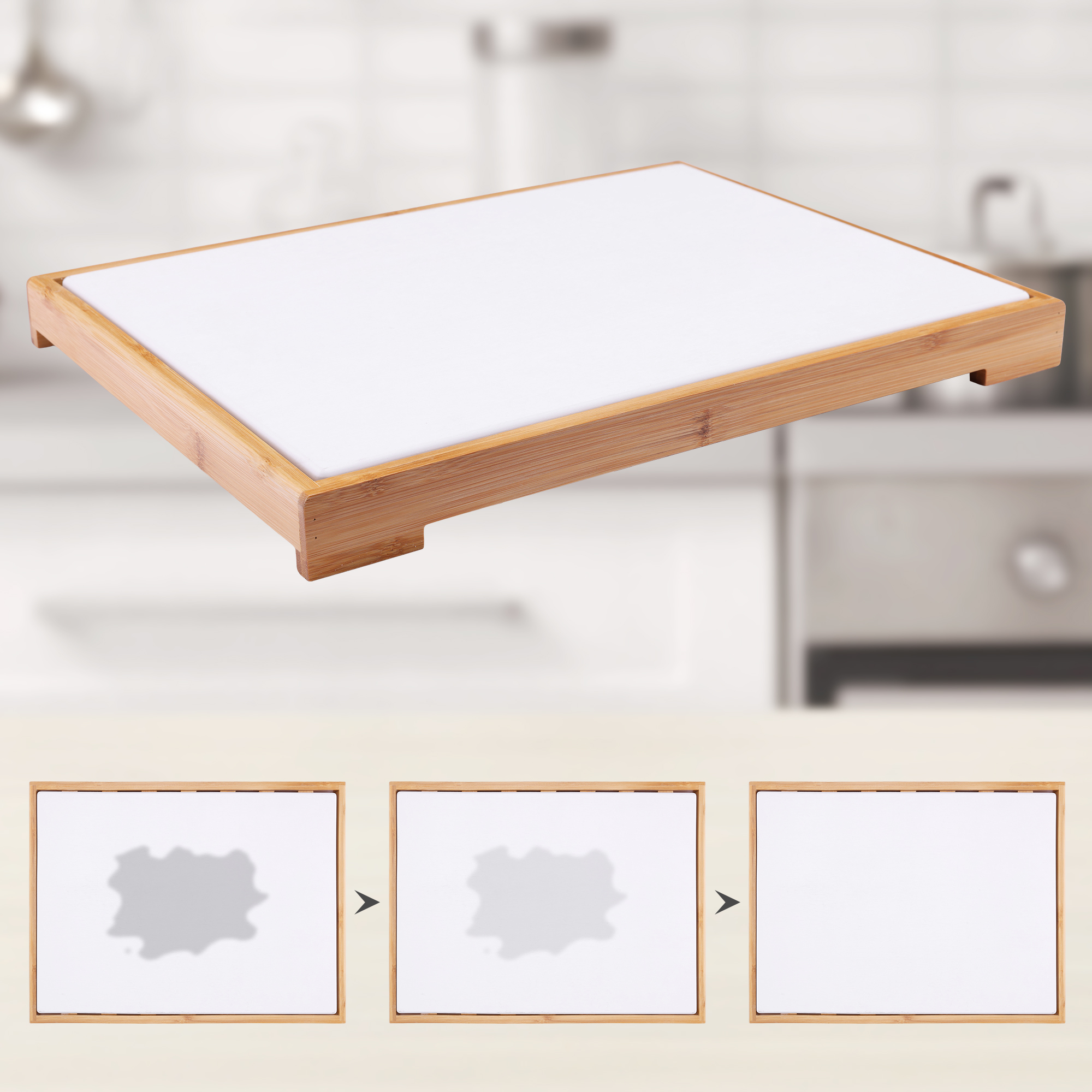 Unique Bargains Diatomaceous Stone Dish Drying Mat with Dish Drying Rack White
