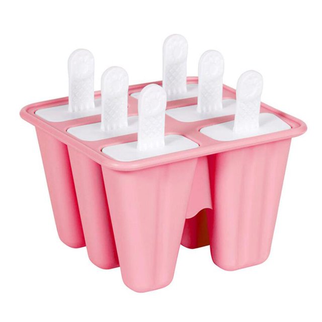 Toystoory Moldes de silicona para paletas de grado alimenticio de 6 cavidades, molde para paletas de silicona para cocina DIY, fabricante de helados Cocina y Comedor Rosado Toystoory HA000007-02B