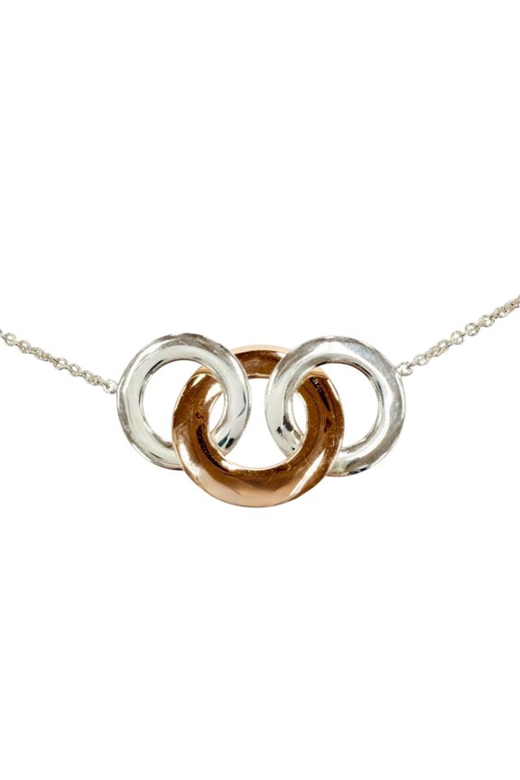 Pre-Owned TIFFANY&Co. Tiffany 1837 Interlocking Multi Circle Long Necklace, SV925 Rubedo Metal,...