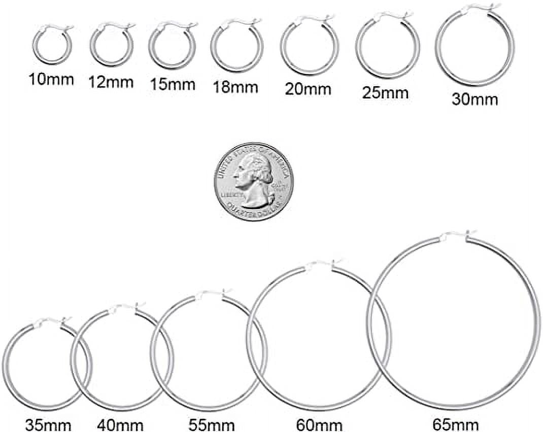 Savlano Round Hoop Earrings, Sterling Silver, 10mm-25mm