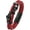 Red, variant on Stainless Steel Double Skull Bracelets - Mens PU Leather Punk Skeleton - Cuff Gothic Jewelry