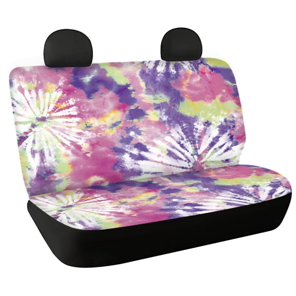 Psesaysky Colorful Tie Dye Full Wrap Car Seat Cover for Car Interior Automotive, Comfortable Rear Bench Seat Covers Stretch Car Back Seat Cover Protectors, Set of 2 Pieces for Women and Family