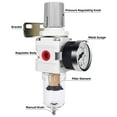 thumbnail image 2 of NANPU 1/4" NPT Compressed Air Filter Regulator Combo Piggyback, 5 Micron Brass Element, Poly Bowl, Semi-Auto Drain, Metal Bracket, 0-150 psi Gauge., 2 of 8