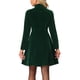 thumbnail image 3 of Abrigo A-Line de Terciopelo para Mujer INSPIRE CHIC, Doble Botonadura, Cuello Alto, Trench de Invierno de Longitud Media, Talla XS, Verde Oscuro, 3 of 6