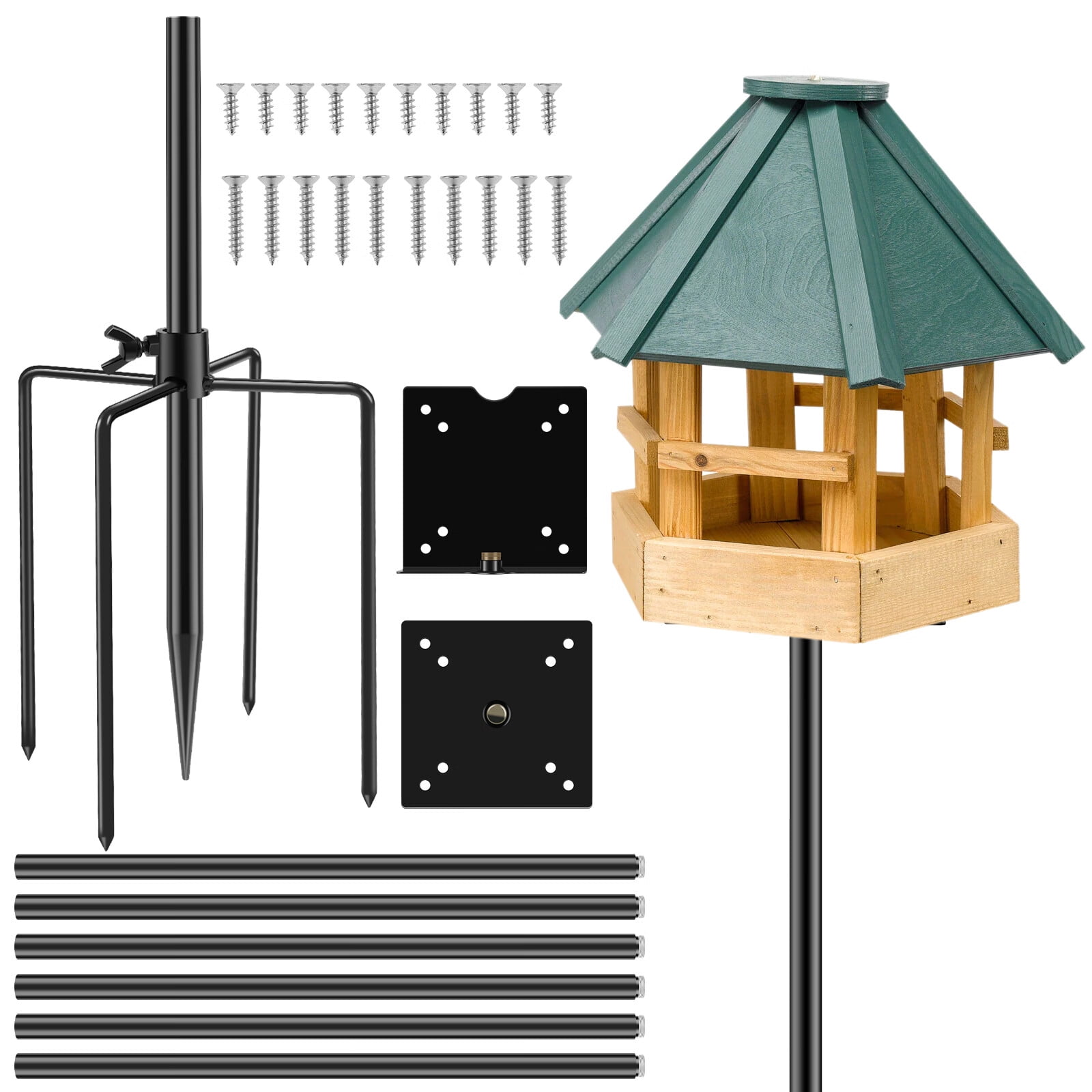 Bird Feeder Pole Kit 71 Inch Adjustable Bird Feeder Support Rod