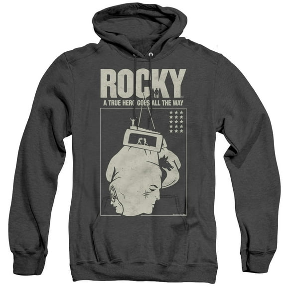 Rocky The Hero Adult Heather Hoodie Sweatshirt Black