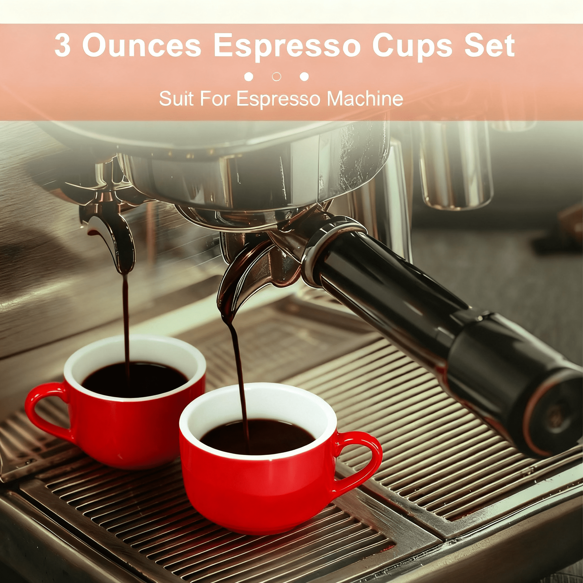 Unique Bargains 3 Ounce Espresso Cups Set of 4 Stackable Demitasse Mugs Includes Display Stand Cups Saucers and Spoons for Machines & Home Use Red Gold Tone