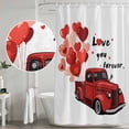 thumbnail image 4 of Red Valentine's Day Shower Curtain, Waterproof Shower Curtains for Bathroom, Love Heart Truck Romantic Valentines Washable Fabric Bathtub Curtain Set Bath Decor with 12 Hooks Extra Long 72"x96", 4 of 6