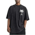 thumbnail image 2 of Men Printed Casual Sports Washed Distressed T-shirt Short Sleeve Round-neck Top Blouse, 2 of 5