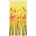 thumbnail image 3 of Yellow Stall Shower Curtain, Colorful Autumn Fall Forest with Dotted Flowers Seasonal Texture Home Print, Fabric Bathroom Decor Set with Hooks, 36" W x 72" L, Yellow Orange, 3 of 3