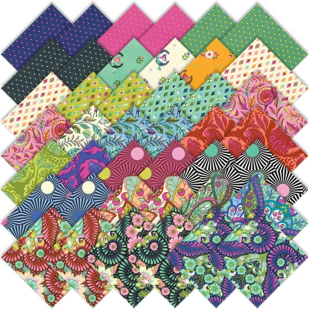 Tula Pink Slow and Steady Charm Pack, 42 5" Quilting Cotton Fabric