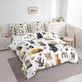 thumbnail image 2 of jejeloiu Watercolor Cat Floral 7pcs Bedding Comforter Set Kids,Wildflower Kitten Pattern Queen Bedding Sets,Reversible, 2 of 7