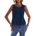 thumbnail image 2 of Stichou Womens Tank Tops 2026 Casual Sleeveless Shirt with Button Decor and Side Slit Summer Spring Tops Blue XL, 2 of 5
