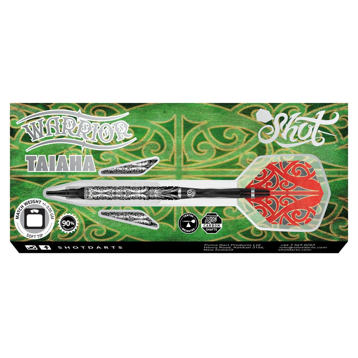 Shot Warrior Taiaha Soft Tip Dart Set-90% Tungsten-18gm