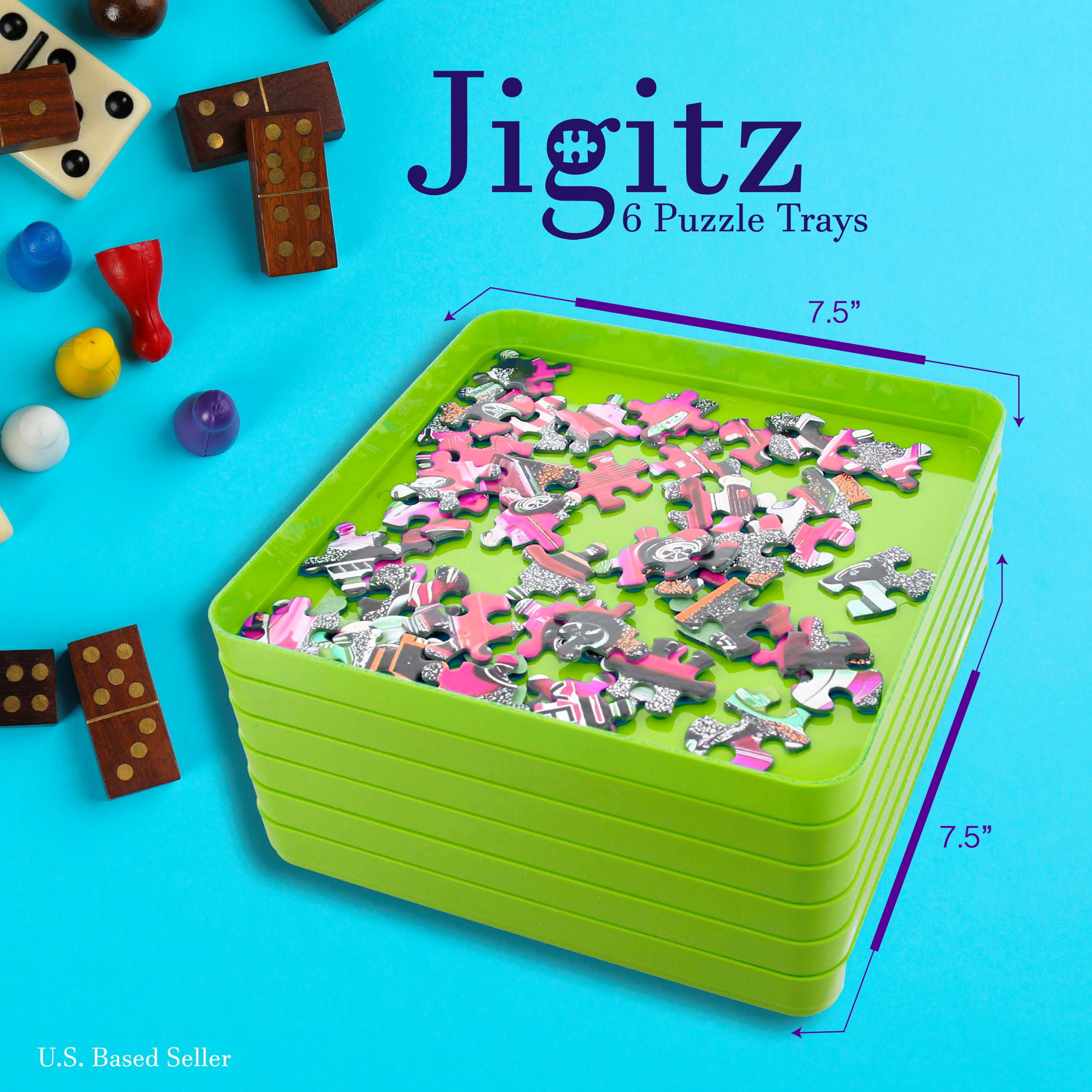 Jigitz Jigsaw Puzzle Sorter Trays - Set of 7 Nested Puzzle Tray Organizer  Boxes for Large Puzzles 1500 Piece Capacity