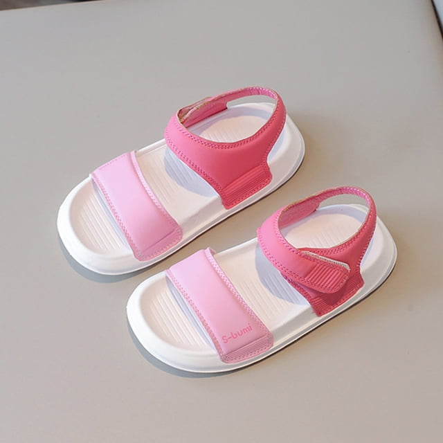 Toes abiertos zapatos planos sandalias para niños sandalias de verano sin deslizamiento suela (32) rojo