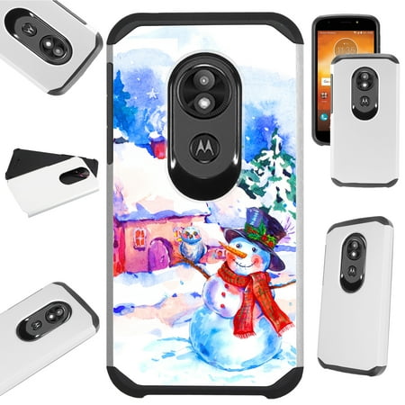 Compatible Motorola Moto G7 Play (2019) Case Hybrid TPU Holiday Phone Cover (Snow Man