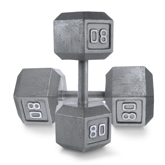 WF Athletic Supply Cast Iron Solid Hexagon Gray Dumbbells, Strength Training Free Weights Set of 2, Sold by Pairs for Full Body Workout, Multiple Options Available