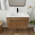 thumbnail image 5 of Vanity With Sink, 30 Inch Bathroom Vanity With White Ceramic Basin and Adjust Open Shelf(KD-PACKING), Imitative Oak Bathroom Vanity,Plywood Single Sink Vanity, Bath & Faucets Bathroom Vanities, 5 of 23