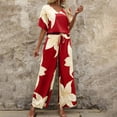 thumbnail image 4 of Neewe Women's Summer 2 Piece Outfits 2026 Short Sleeve Tops Wide Leg Pant Sets Casual Tracksuit-Red M, 4 of 9