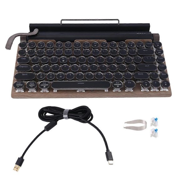 Retro Typewriter Keyboard 83 Keys Wireless Bluetooth Keyboard USB Mechanical Punk Keycaps for Deskt