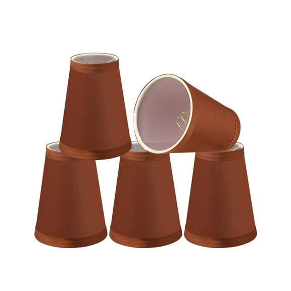 Aspen Creative 32659-5 Small Hardback Empire Shape Chandelier Clip-On Lamp Shade Set (5 Pack), Transitional Design in Redwood, 4" bottom width (2 1/2" x 4" x 5" )
