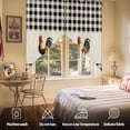 thumbnail image 5 of Swag Curtains Valances for Windows, Farmhouse Rooster Short Kitchen Window Curtains Over Sink, Vintage Black White Check Plaid Cafe Curtains Panel Set Of 2,Rod Pocket, 45 Inches Length, 5 of 8