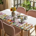 thumbnail image 3 of Happy Eatser Table Cloths for 4 Foot Rectangle Tables, Colorful Bunny Eggs Rustic Flowers Botanical Patio Waterproof Elastic Fitted Tablecloths, Washable Rectangular Table Cover for Camping, 3 of 8