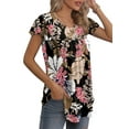 thumbnail image 5 of QINCAO Womens Tops Floral Ruffle Short Sleeve O Neck Loose Ladies Tops Shirts Blouses for Women,S(4-6), 5 of 7