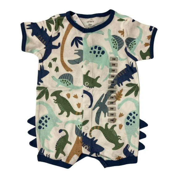 Carter's Boy's Cute & Lightweight All Cotton Romper (Dino, 24M)