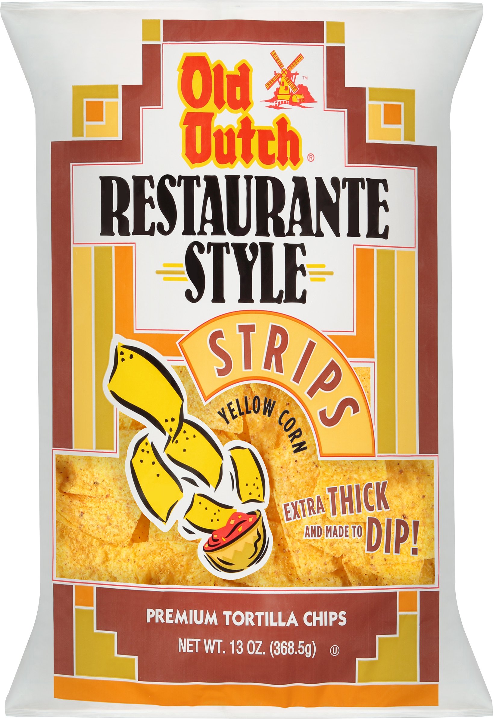 Old Dutch Restaurante Style Strips Yellow Corn Tortilla Chips, 13 oz.