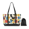 thumbnail image 7 of FORMRS Canvas Laptop Tote Bag for Women with 15.6" Computer Compartments Shoulder Handbag, Blue Geometric, 7 of 7