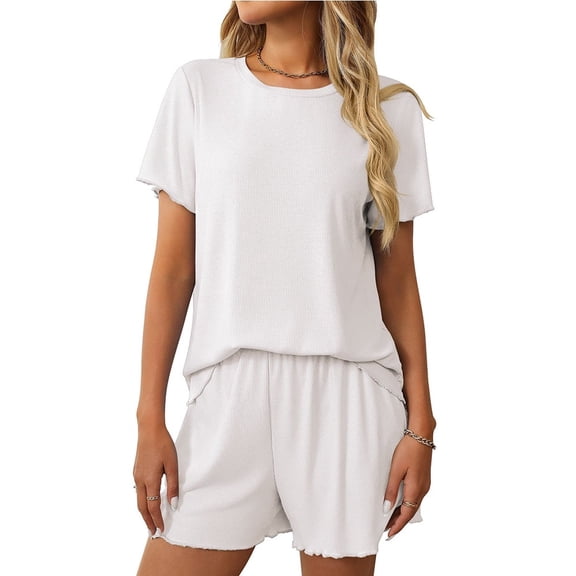 EASYBRA Women Pants Suit Solid Color Casual Two Piece Outfit Three Quarter Sleeve and Pants All Season S-XL