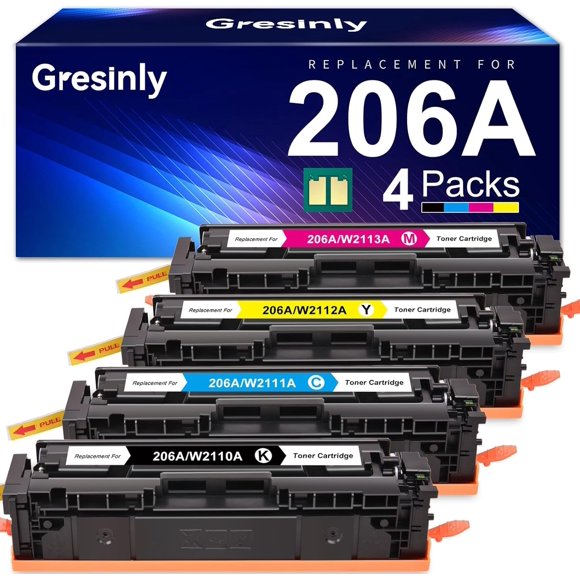 Juego de cartuchos de tóner, paquete de 4 unidades, compatible con Gresinly 206A 206X
