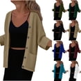 thumbnail image 1 of Top marrón,Cárdigan de manga larga para mujer, blusa con cuello abotonado y bolsillos, poliéster suave, ropa informal para el hogar, sopatenor, 1 of 9
