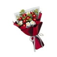 thumbnail image 2 of Ramo de flores de ganchillo, flores artificiales, flores falsas para el hogar, flores preservadas para fiestas, tejidas a mano para Acción de Gracias, Rojo, 2 of 8